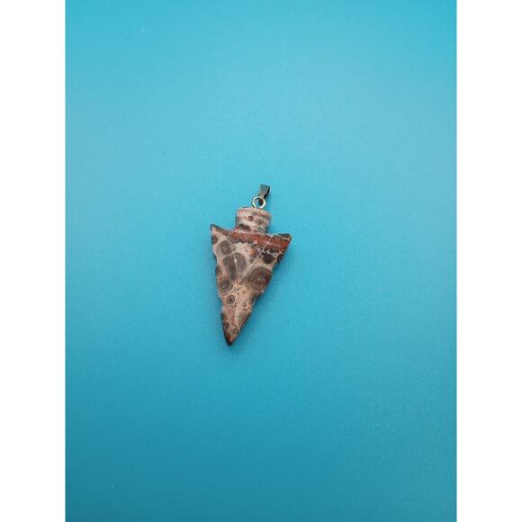 Jasper Leopard Skin Arrowhead Pendant Small Stone - Picture 1 of 7